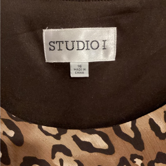 STUDIO I Womens Brown Maxi Dress Animal Print Mob Wife Sz 16 Plus - Picture 4 of 9